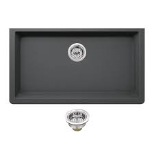Oil rubbed bronze in drains & drain parts. Ipt Sink Company Undermount Quartz 33 In 0 Hole Single Bowl Kitchen Sink In Grey With Drain Assembly Iptgr3318gry The Home Depot