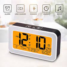 Music Alarm Clock Digital Clock For Bedroom With Dimmer Snooze Usb Rechargeable Clock With Dual Alarm Smart Touch Backlight Alarm Clock Alarm Digital Clocks