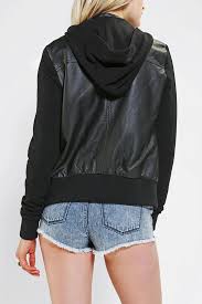 Members Only Hooded Vegan Leather Bomber Jacket Online Only Leather Bomber Jacket Leather Bomber Bomber Jacket