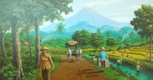 06 11 2021 64 terbaru gambar pemandangan air terjun yang sudah diwarnai gambar pemandangan gambar pemandangan aliran deras air terjun mampu memanjakan setiap mata yang. Lukisan Pemandangan Gunung Dan Sawah Literatur