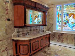 In many bathrooms, large windows overlook the bathtub, while smaller bathroom windows often lend light to the vanity or shower. Stained Glass Bathroom Windows Traditional Bathroom New York By Casa Loma Art Glass Houzz Ie