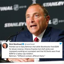 We find it insanely offensive that the NHL penalizes teams harsher for  violating salary-cap or draft combine rules, as opposed to teams who buried  and mishandled sexual assault allegations. 🤬 • Last