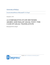 Everything you need to know. Pdf A Comparative Study Between Arabic And Malay Legal Text The Case Of Legal Translation Mohammed H Al Aqad Academia Edu