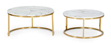 This faux marble and wood set of two side tables and one coffee table brings an upbeat, sophisticated touch to your transitional living room. Modrest Jenkin Modern Gold And Marble Coffee Table Set By Vig Furniture