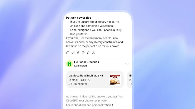 Product recommendation with in-line link