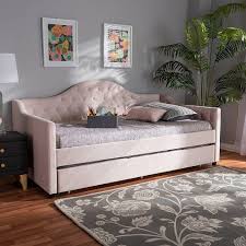 Baxton Studio Kristel Velvet Upholstered Daybed With Trundle In 2020 Daybed With Trundle Upholstered Daybed Daybed Room