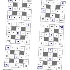Math Worksheets Multiplication And Division With Missing Values To 100 Multiplication And Division Grid Puzzles Free Printable Math Worksheets