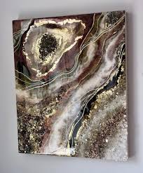 Geode Wall Art Sparkles With Glitter And Real Crystals Youtube Salvabrani Floral Paintings Acrylic Resin Art Painting Acrylic Pouring Art