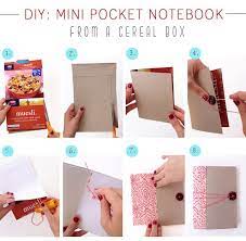 Diy Mini Notebook From A Cereal Box Diy Journal Diy Notebook Mini Notebooks