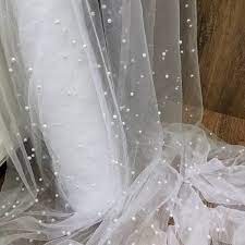 White Pearl Soft Tulle Lace Net Fabric Price Half Yard Net Fabric Tulle Lace Bridal Fabric