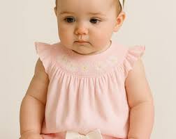 Light Pink Daisy Smocked Top and Bloomer Set