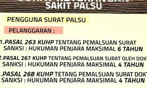 We did not find results for: Sanksi Pelaku Pembuat Surat Keterangan Sakit Palsu