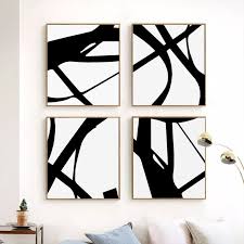 Modern Black And White Art Prints Black White Print Set Of 4 Wall Art Abstract Lines Black Etsy Black And White Wall Art Modern Art Prints Modern Art Prints Artworks