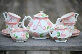 Tea Set Personalized For Little Girls Child 39 S Sized Tea Set Handpainted Custom Personalized Girls Tea Set Girls Tea Party Kids Tea Set