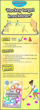 Hockey Target Knockdown A Great Relay Race Idea To Get Your Kids On The Way To Becoming Hockey Stars Gym Games For Kids Gym Games Games For Kids Classroom