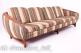 R Huber Mid Century 70 S Pattern Wool Fabric Teak Barrel 4 Seater Sofa Seater Sofa Mid Century Modern Chair Couch Prices