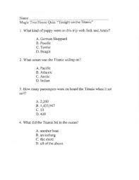 Do you know the secrets of sewing? Magic Tree House Tonight On The Titanic Quiz By Wendy Lebarge