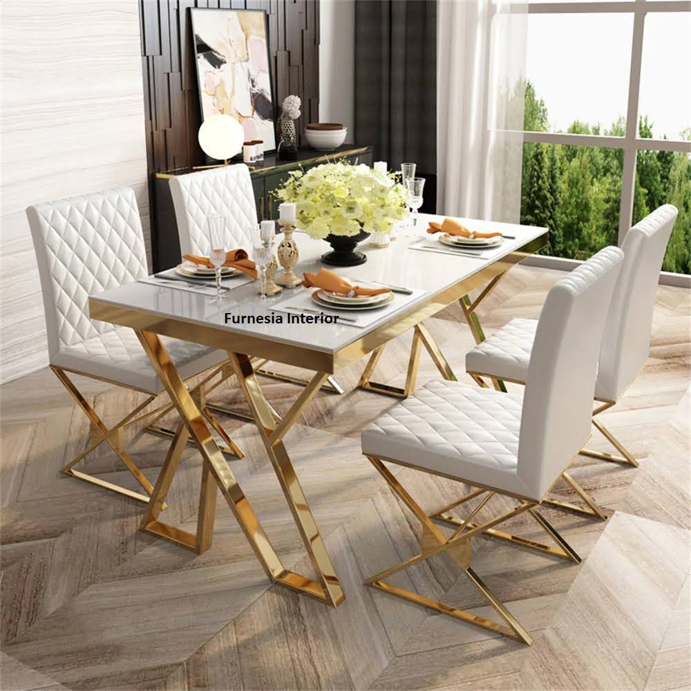 Modern Luxury Ss Base Marble Dining Table