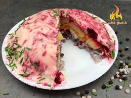 Pot Schuba Russische Schaschlik Grillbeilage Russischer Schichtsalat Essen Und Trinken Essen Lecker Schmecker Rezepte