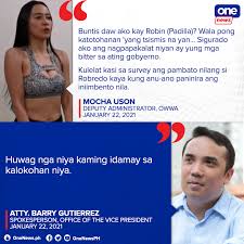 Check spelling or type a new query. Uzivatel One News Ph Na Twitteru The Office Of The Vice President Wants Nothing To Do With The Rumors Regarding Mocha Uson And Robin Padilla Https T Co U0a4fzmozj Twitter