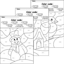 Each of these free coloring sheets include a black and white image for kids to complete by colouring and the name underneath the cute clipart to trace. Winter Math Christmas Coloring Pages Color By Number No Prep Printables Winter Math Alphabet Coloring Pages Coloring Pages