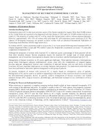 If a recurrence follows primary treatment with surgery alone and is detected early, cure is still attainable with additional surgery and/or radiation therapy. Https Acsearch Acr Org Docs 3094112 Narrative