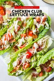 Easy Chicken Club Lettuce Wraps Yellowblissroad Com Recipe Chicken Club Lettuce Wraps Heart Healthy Recipes Low Sodium Chicken Club