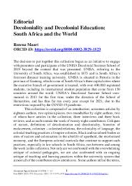 Maybe you would like to learn more about one of these? Pdf Special Issue Alternations Journal Decoloniality And Decolonial Education South Africa And The World Rozena Maart Dr Sayan Dey Puleng Segalo Juan Solis Sabine Broeck And Cloris Porto Torquato Academia Edu