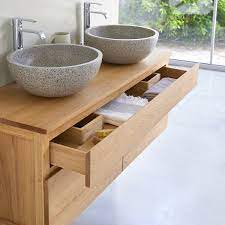 / weitere ideen zu waschbeckenschrank, schrank, waschbeckenunterschrank. Doppel Waschbeckenunterschrank Aus Eiche Zur Wandmontage 120 Cm Badezimmer Tikamoon