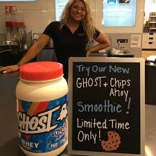 Have You Tried Our Newest Smoothie The Ghost Chips Ahoy Protein Smoothie Is Here Stop In To The Wood Protein Shake Recipes Chips Ahoy Protein Smoothie