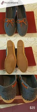 Denim Espiradells Denim Espiradells Never Worn 1in Heel Leather Trim Bow Extra Comfortable Dress Barn Dress Barn Shoes Dress Barn Dresses Mens Flip Flop