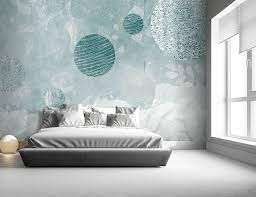 Carta Da Parati Pianeti E Fiori Arredamento Camera Da Letto Blu Stanza Da Letto Pareti Pareti Camera Da Letto Blu