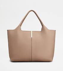 Woman NATURAL Shopping Bag in Leather Medium-Small ...