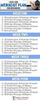 4 Week Beginners Workout Plan Level One Month Workout