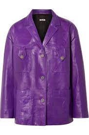 Purple Oversized Leather Jacket Miu Miu Leather Jacket Outfits Leather Jacket Clothes