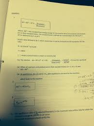 0 = go + rt ln k Solved Please Answer The Following Question And Show All Chegg Com