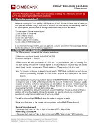 Cimb bank offers a wide range of savings accounts earning you competitive deposit rates on your balances with no multiple conditions or requirements! Cimb Bank Ph Pds Gsave Account 14022019 Deposit Account Fee