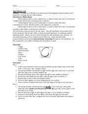 This is also due to osmosis, but in the opposite direction. Egg Osmosis Lab Pdf Name Noah Butler Egg Osmosis Lab Purpose The Purpose Of This Lab Is To Demonstrate What Happens When An Animal Cell Is Exposed Course Hero