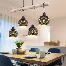 Esstischlampe dimmbar 8ydm leuchten fa r grosse tische teil 5. Etc Shop Led Pendelleuchte Vintage Hangeleuchte Holzbalken Pendelleuchte Holz Esstischlampe Esszimmer Lampen Hangend Dimmbar Kristalle Hohenverstellbar 4x 6w 4x 810lm 3000k L 85 Cm Wohnzimmer Online Kaufen Otto