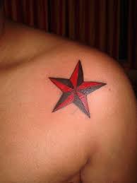 Red nautical star tattoo on left sleeve. Nautical Star Black Red Color Guiding Symbol Change Colors For Girls Birthstones Tattoos Vorlagen Tattoos Vorlagen