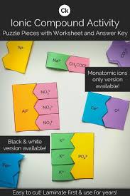 This Ionic Compound Formation Puzzle Pieces Is A Hands On Manipulative And Corresponding Work Science Teaching Resources Chemistry Activities Science Education