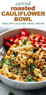 Curried Roasted Cauliflower Bowl Tahini Sauce Recipe Recipes Roasted Cauliflower Healthy Recipes