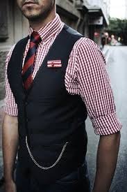 Dunkelblaue Weste Weisses Und Rotes Businesshemd Mit Vichy Muster Dunkelblaue Jeans Weisse Und Rote Und Dunkelblaue Vertikal Gestreifte Seidekrawatte Fur Herre Kleidung Herren Manner Kleidung Bekleidung Herren