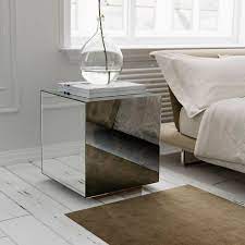 Antiqued Mirrored Side Table A Modern Touch To Your Bedroom Mirrored Nightstand Mirror Side Table Mirrored Side Tables