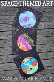 Watercolour Planets Space Themed Art For Kids Homeschool Art Kindergarten Art Art Lessons