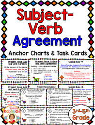 Subject Verb Agreement Task Cards And Anchor Charts