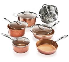 Gotham Steel 10 Piece Hammered Cookware Set Ultra Nonstick Dishwasher Safe Oven Safe Walmart Com In 2021 Ceramic Cookware Set Pots And Pans Sets Copper Cookware Set As well, since the pan is safe for up to 500 degrees fahrenheit, it's safe to go directly from the stove into the oven. hammered cookware set