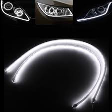 2pcs 85cm Dc 12v White Flexible Car Drl Led Daytime Running Light Strip Angel Eye Drl Light Strip Running Lights Strip Lighting Car Led