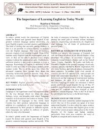 Example of simple t in research paper pdf group dedication and. Pdf Important Of Learning English In Today World