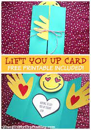 Card making kits diy handmade greeting card kits for kids, christmas card folded cards and matching envelopes thank you card art crafts crafty set gifts for girls boys 4.4 out of 5 stars 400 $11.99 $ 11. Handprint Lift You Up Card Kid Craft Idea For Uplighting Card Making For Kids Kids Crafts Free Mothers Day Crafts For Kids